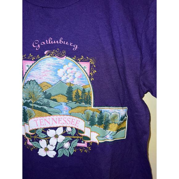 Vintage Tennessee Shirt Gatlinburg Purple Mountain Graphic Tee 90s Small - Picture 4 of 11